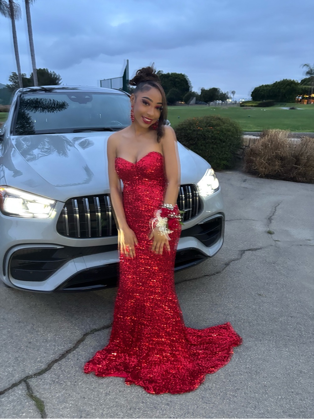 Fashion Nova Red Sequin Strapless Mermaid Gown - Picture 3 of 3